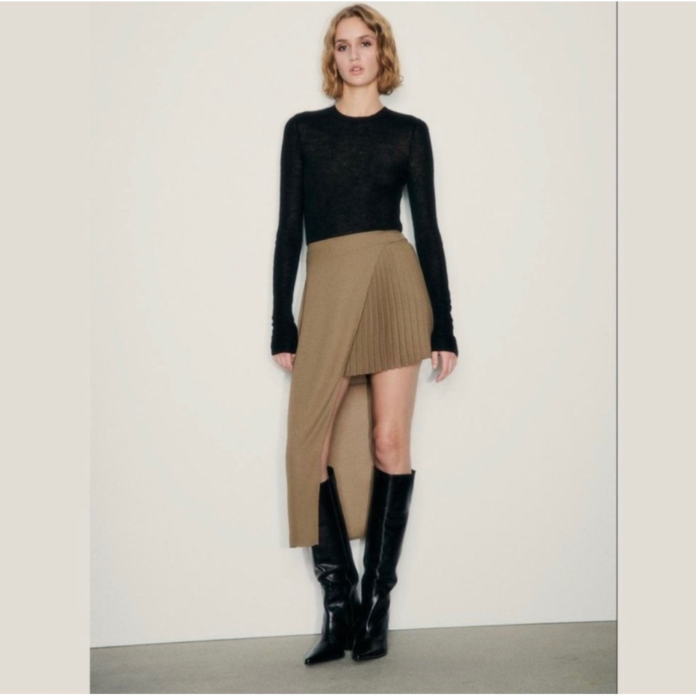 ZARA pleated skirt!! Brownish taupe color!
